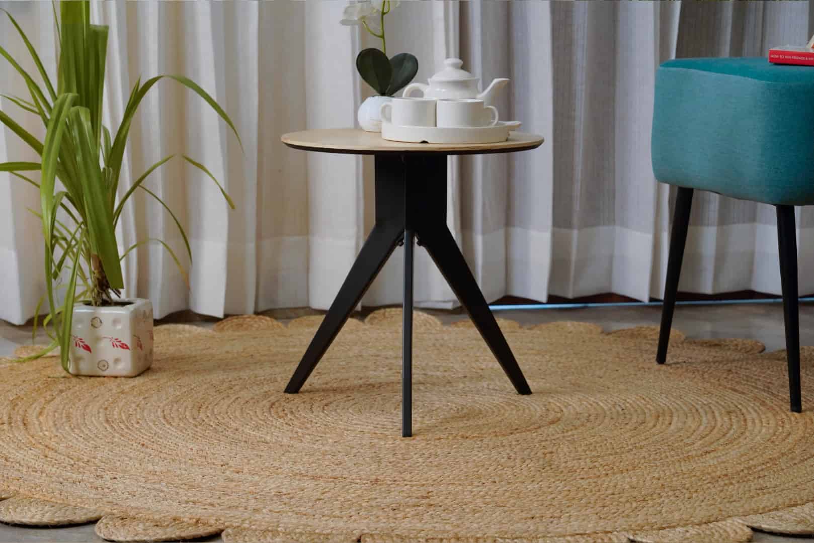 Scalloped Border Jute Hand Braided Round Rug Natural Stylish - Image 11