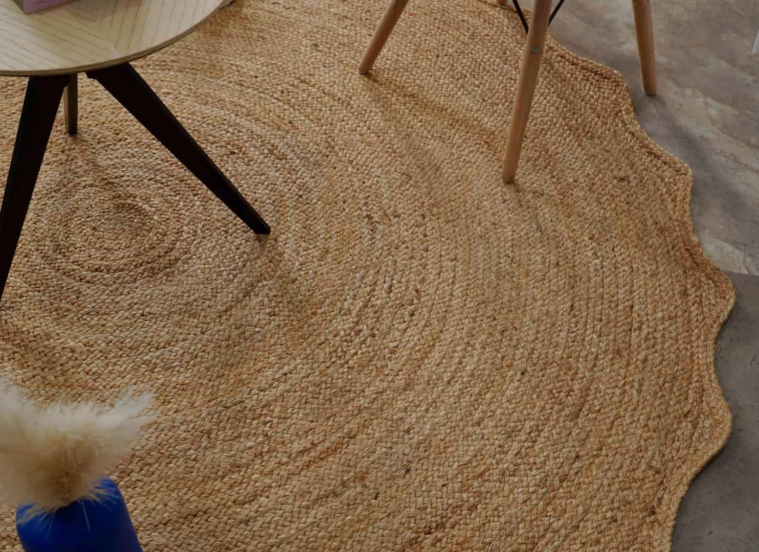 Handcrafted Jute Round Rug with Elegant Scalloped Border - Image 5
