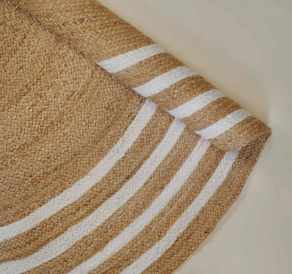 Handmade Round Jute Braided Rug with Chic Border - Image 6