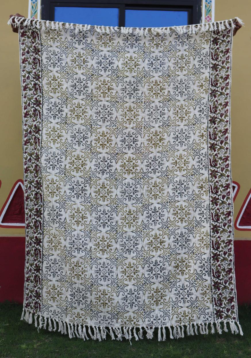 Handmade Cotton Fringed Throw Blanket