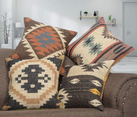 Indian Handmade Wool Jute Cushion Covers