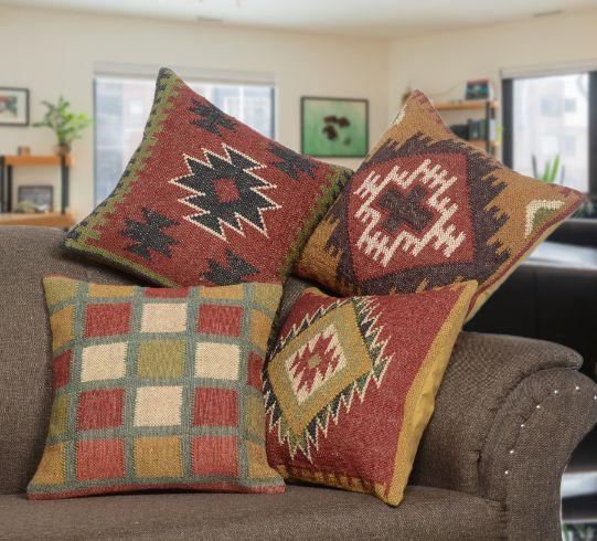Handmade Vintage Kilim Wool Jute Cushion Cover